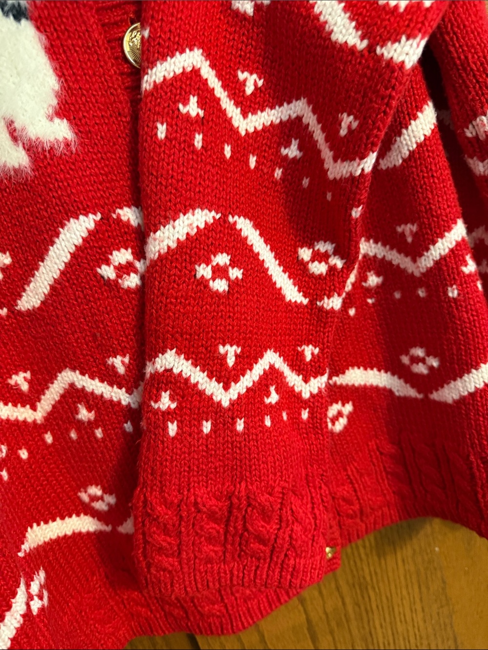 Talbots Red Holiday Dog-Pattern Cardigan Sweater - Picture 6 of 10